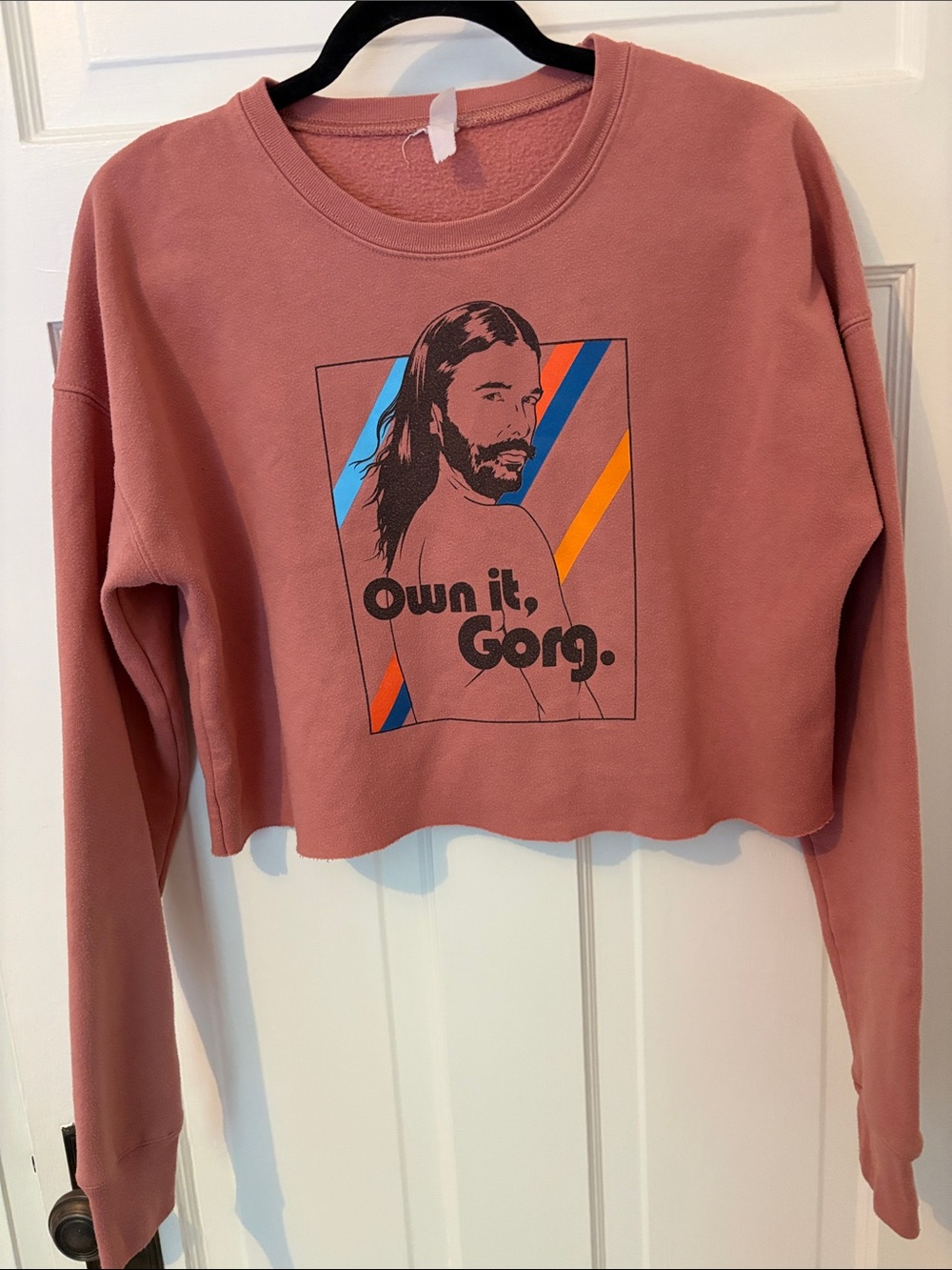 Jonathan Van Ness JVN official Merch - Own It Gorg - Crop Sweater - Dusty Rose